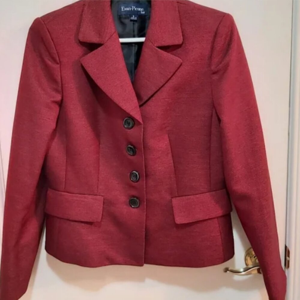 Evan Picone suit red blazer jacket, size 8